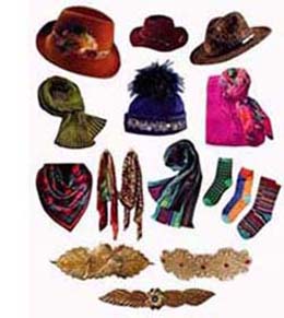 Gloves that match knit caps and scarves, or purses. 